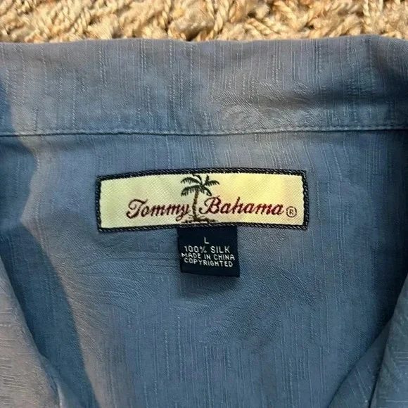 Tommy Bahama VTG Y2K Old Money Cabancore 100%Silk Blue Button Down Shirt SzL - Picture 3 of 6